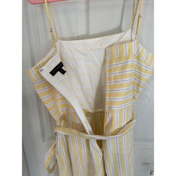 Banana Republic STRIPE LINEN-COTTON CROPPED JUMPSUIT WIDE LEG BELT YELLOW 10 - Picture 7 of 15